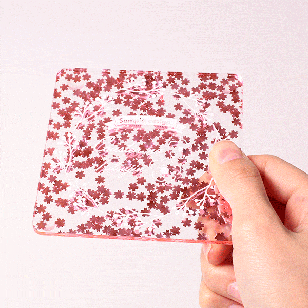 さくらフレークアクリルコースター四角