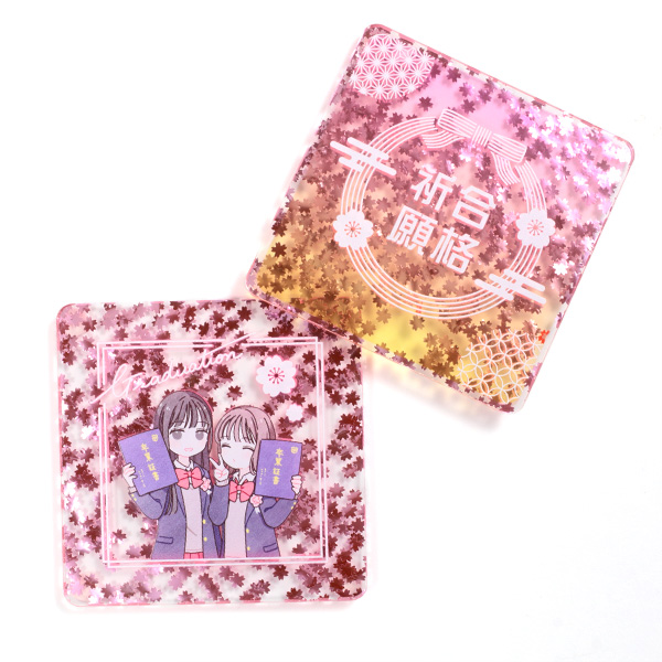 さくらフレークアクリルコースター四角