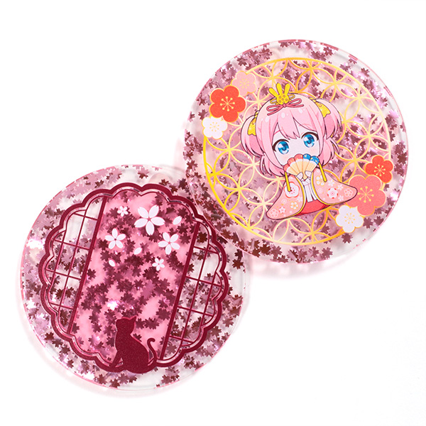 さくらフレークアクリルコースター丸型 ｜1枚から